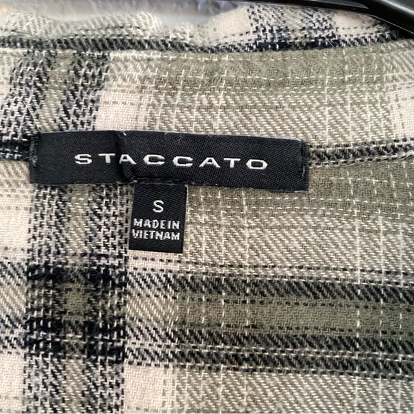 Staccato‎ Womens Green Plaid Flannel Roll Up Sleeve Button-Down Shirt Size Small - Picture 10 of 12